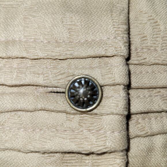 Lane Bryant Cotton Jacquard Button Front Scroll Print Vest Size 14 Tan Boho Chic - Picture 7 of 11